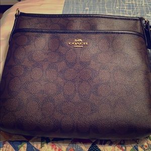 Coach signature zip file crossbody bag